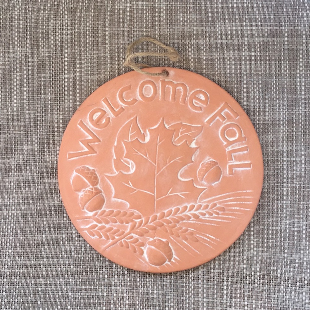 3 Clay ceramic welcome fall decorative wall plaque